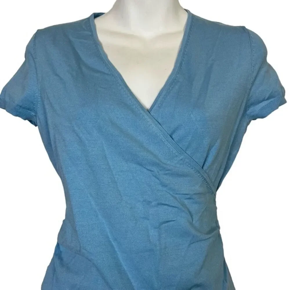 Ann Taylor Loft Y2K Silk Blend Knit Thin Short Sleeve Wrap Look Sweater NWT XS